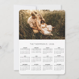 Family Photo 2026 Calendar 12 Month Monogram Holiday Card