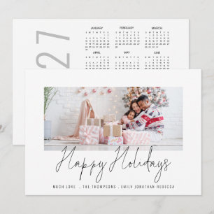 Family Photo 2027 Calendar Script Happy Holidays Holiday Card
