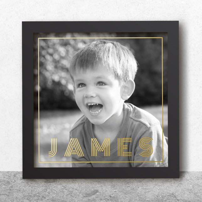 Family photo and name thin border gold or silver foil prints (Creator Uploaded)