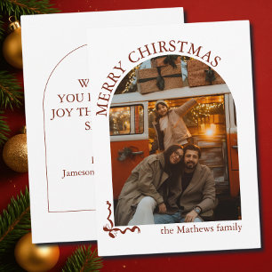 Family Photo Arch Merry Christmas Name Holiday Card