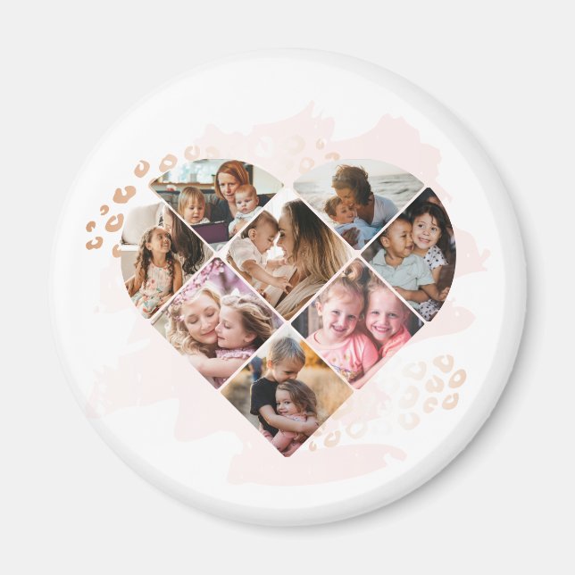 Family Photo Best Grandma Ever Heart Shape 8 Photo Magnet (Front)