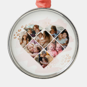 Family Photo Best Grandma Ever Heart Shape 8 Photo Metal Tree Decoration