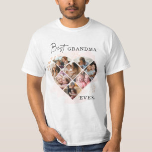 Family Photo Best Grandma Ever Heart Shape 8 Photo T-Shirt