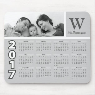 Family Photo Black and White 2017 Calendar Mouse Pad