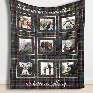 Family Photo Blanket in Rustic Patchwork Plaid