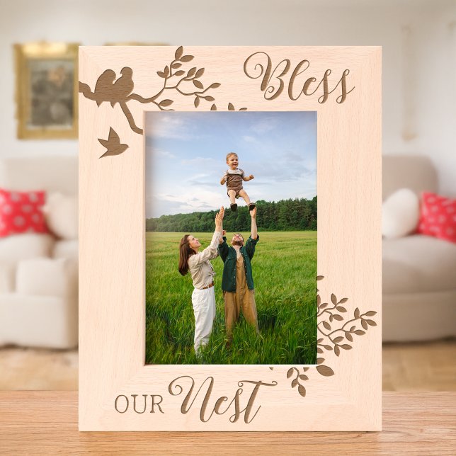 Family Photo Bless Our Nest Bird Silhouettes Etched Frames (Creator Uploaded)