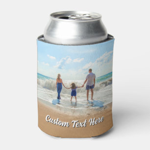 Family Photo Can Cooler Personalised Text
