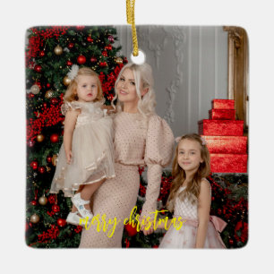 Family Photo Ceramic Ornament – Modern Keepsake