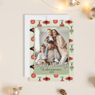 Family Photo Christmas Green Holiday Card