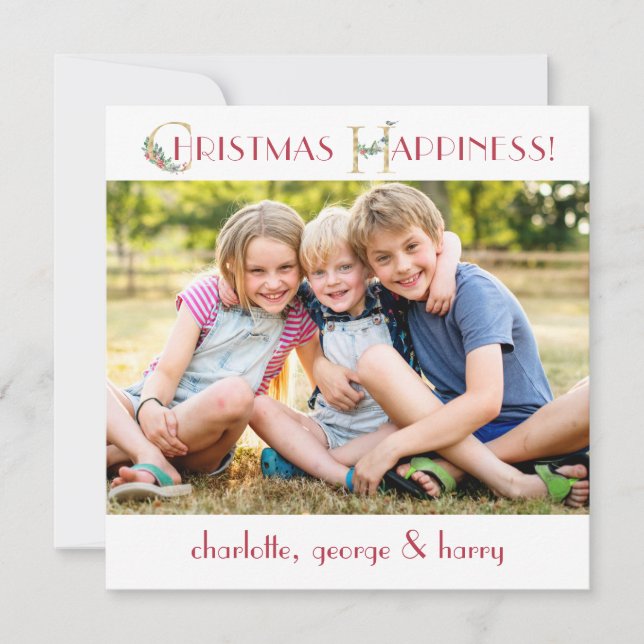 Family Photo Christmas Happiness  Holiday Card (Front)