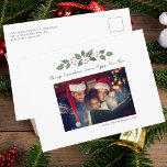 Family Photo Christmas Holiday Postcard<br><div class="desc">A Christmas photo card you can easily customise. Add your photo, and change the wording and names by clicking the "Personalise" button. (1) For further customisation, please click the "customise further" link nested under the "Personalise" button and use our design tool to modify this template. (2) If you prefer Thicker...</div>