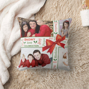 Family Photo Christmas in different languages  Cushion