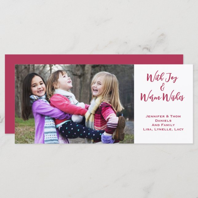 Family Photo Christmas Joy, Warm Wishes (Front/Back)