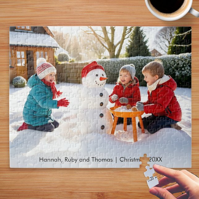 Family Photo Christmas Keepsake Personalised Jigsaw Puzzle (A Christmas jigsaw puzzle to customize with your own photo and text)