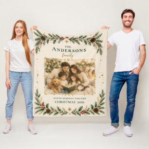 Family Photo Christmas Memories Fleece Blanket