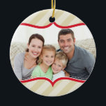 FAMILY PHOTO CHRISTMAS ORNAMENT bold bright stripe<br><div class="desc">A special memento to capture a moment in time - make a new tradition for your family and get one every year... Personalised with your details & photos my modern holiday products are sure to stand out from the rest. TIP :: 1. You can change the fonts, move and add...</div>