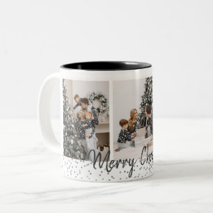 Family Photo Christmas Silver confetti mug