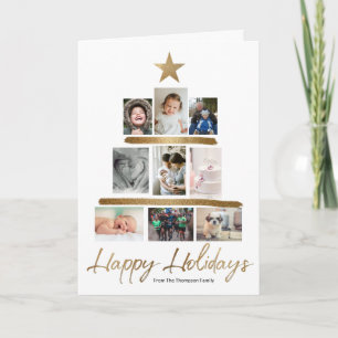 Family photo Christmas tree Collage Year Review Holiday Card