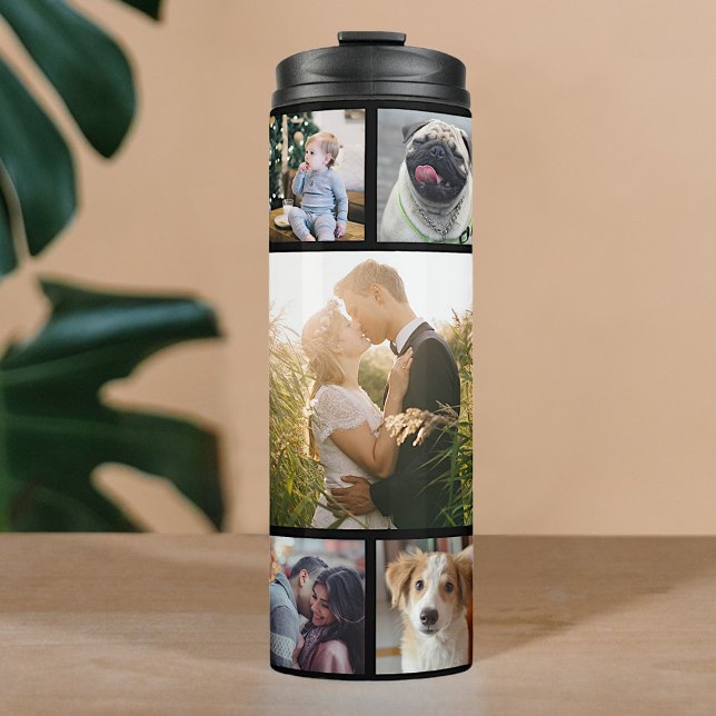Family Photo Collage 11 Custom Pictures | Black Thermal Tumbler (Creator Uploaded)