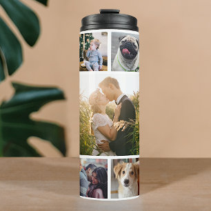 Family Photo Collage 11 Custom Pictures White Thermal Tumbler