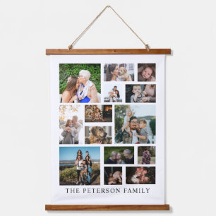 Family Photo Collage 14 Picture Name Wall Tapestry