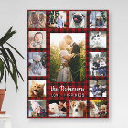 Family Photo Collage 15 + Name Red Buffalo Plaid