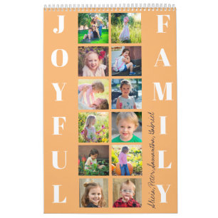 Family photo collage 2025 monogrammed orange calendar