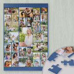 Family Photo Collage 31 Picture Blue<br><div class="desc">Custom photo collage puzzle, showcasing 31 of your favourite pictures. This fun jigsaw puzzle has a background colour palette of dark blue - but you are welcome to edit this to any colour you would like. The photo template will create the photo collage and display your uploaded pictures in a...</div>