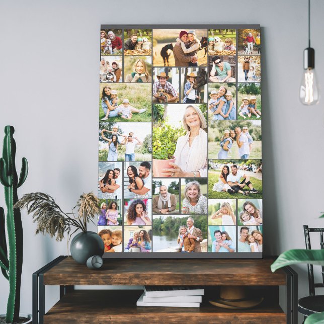 Family Photo Collage 31 Picture Dark Grey Tall Canvas Print (Creator Uploaded)