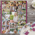 Family Photo Collage 31 Picture Pink Jigsaw Puzzle<br><div class="desc">Custom photo collage puzzle, showcasing 31 of your favourite pictures. This fun jigsaw puzzle has a background colour palette of dark pink - but you are welcome to edit this to any colour you would like. The photo template will create the photo collage and display your uploaded pictures in a...</div>