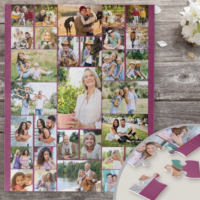 Family Photo Collage 31 Picture Pink Jigsaw Puzzle (Creator Uploaded)