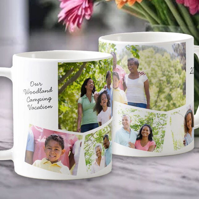 Family Photo Collage - 5 Photos and Custom Text Coffee Mug (Creator Uploaded)