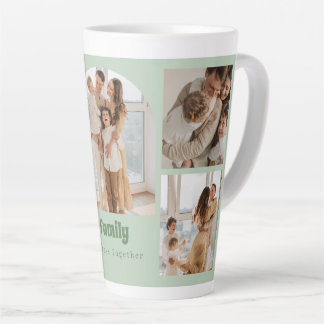Family Photo Collage - 5 Photos and Custom Text  Latte Mug