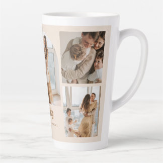 Family Photo Collage - 5 Photos and Custom Text  Latte Mug