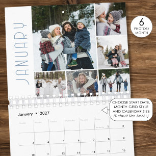 Family Photo Collage 6 Per Month Modern Calendar