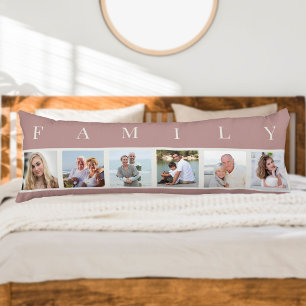 FAMILY Photo Collage 6 Picture Pink Body Pillow