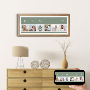 FAMILY Photo Collage 6 Picture Strip Green Custom Poster