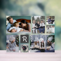 Family Photo Collage 7 Pics + Monogram White Easy