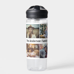 Family Photo Collage 8 Custom Picture Name White Water Bottle