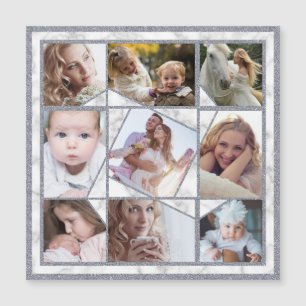 Family Photo Collage 9 Instagram Pictures   Marble Magnetic Invitation