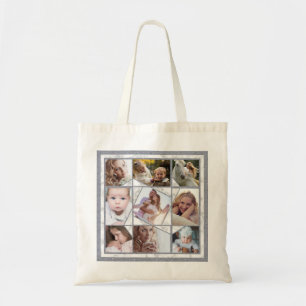 Family Photo Collage 9 Instagram Pictures   Marble Tote Bag