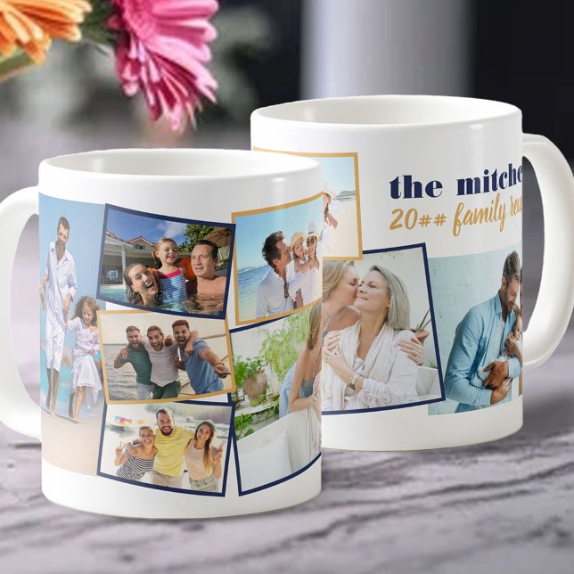 Family Photo Collage - Add 7 Photos & Custom Text Coffee Mug (Creator Uploaded)