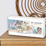 Family Photo Collage - Add 7 Photos & Custom Text Wooden Box Sign<br><div class="desc">Create your own photo block and add your custom text - perfect for family reunion or vacation photos. The photo template is ready for you to add 7 of your favourite pictures which are automatically displayed in a zigzag random picture montage. Some of your pictures are framed, some are not...</div>