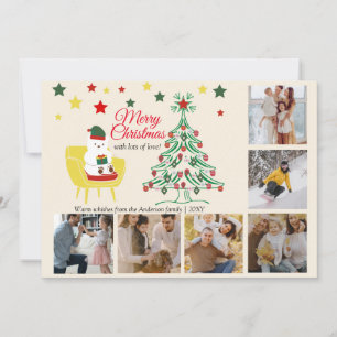 Family Photo Collage Adorable Cute Bear Christmas Holiday Card