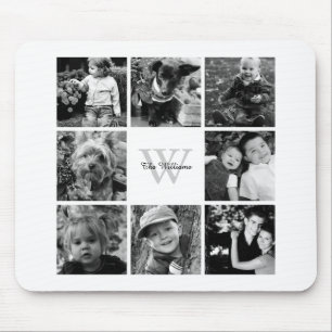 Family Photo Collage and Monogram Mouse Pad