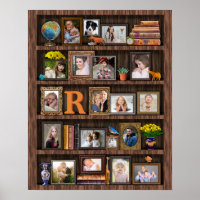 Family Photo Collage Antique Bookcase Personalised