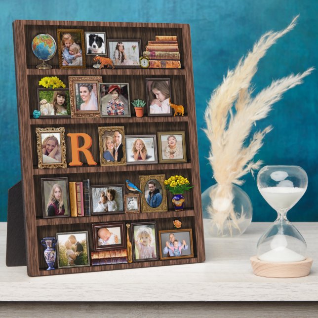 Family Photo Collage Antique Bookcase Personalized Plaque (Side)