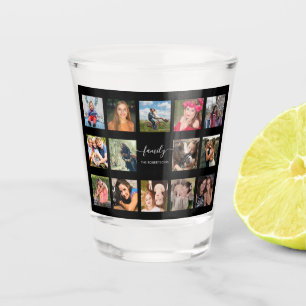 Family Photo Collage Black Custom Shot Glass