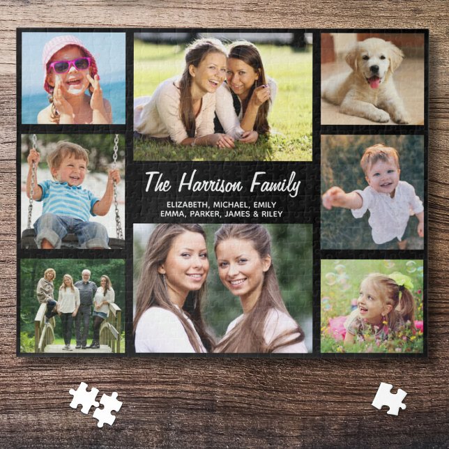Family Photo Collage Black Jigsaw Puzzle (Creator Uploaded)