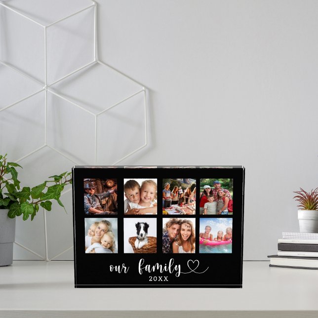 Family photo collage black love heart script block (Creator Uploaded)